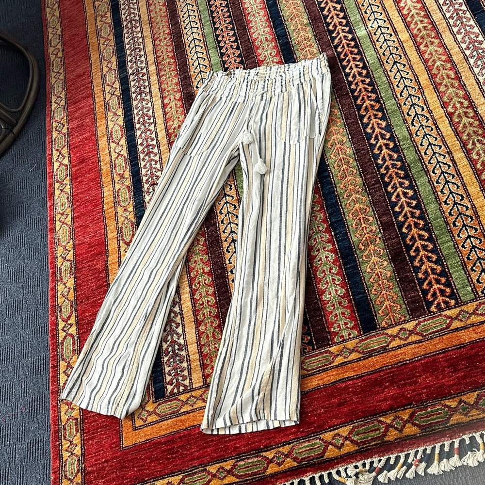 Roxy Beige and Black Striped Pants
